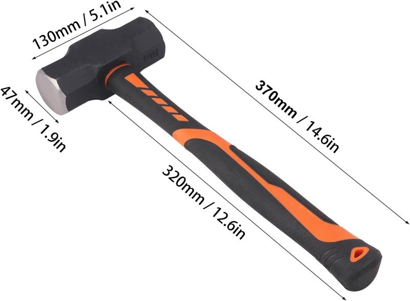 GENHAKON 2 Packs 4lb Sledgehammer with 13 Inch long Fiberglass Handle, Drilling/Crack Hammer, No-Slip Rubber Grip, and Forged Steel Construction,(4-Pound Sledge), by - Image 2